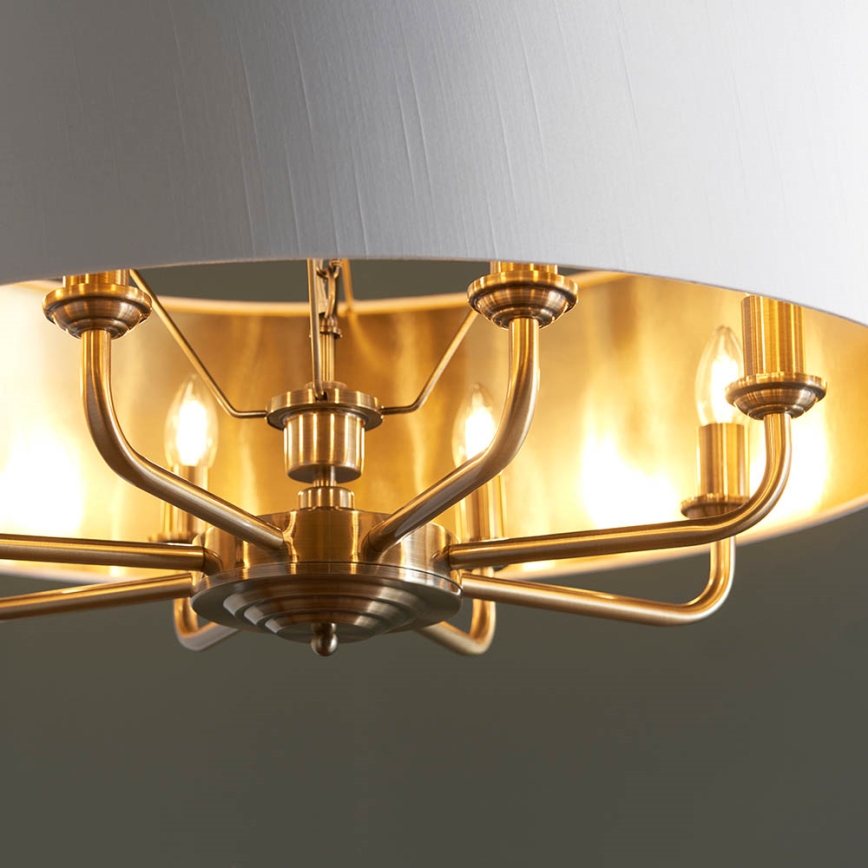 Endon 98938 - Полилей на верига HIGHCLERE 8xE14/40W/230V Ø 70 см бял/месинг