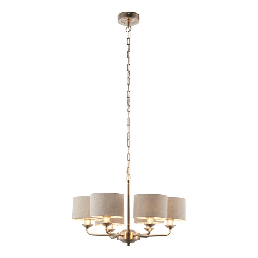 Endon 99151 - Полилей на верига HIGHCLERE 6xE14/28W/230V, сив/матов хром, диаметър 53 см