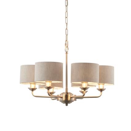 Endon 99151 - Полилей на верига HIGHCLERE 6xE14/28W/230V, сив/матов хром, диаметър 53 см