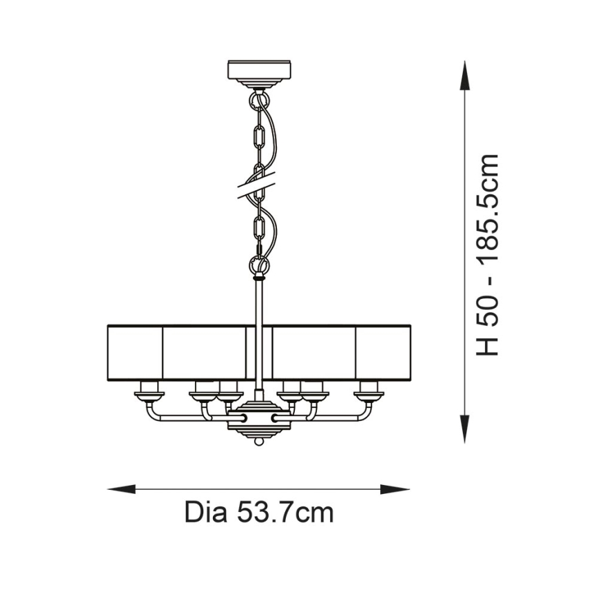 Endon 99151 - Полилей на верига HIGHCLERE 6xE14/28W/230V, сив/матов хром, диаметър 53 см