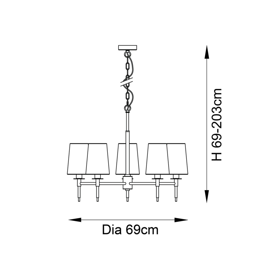 Endon 99457 - Полилей на верига 5xE14/6W/230V лъскав хром/бял