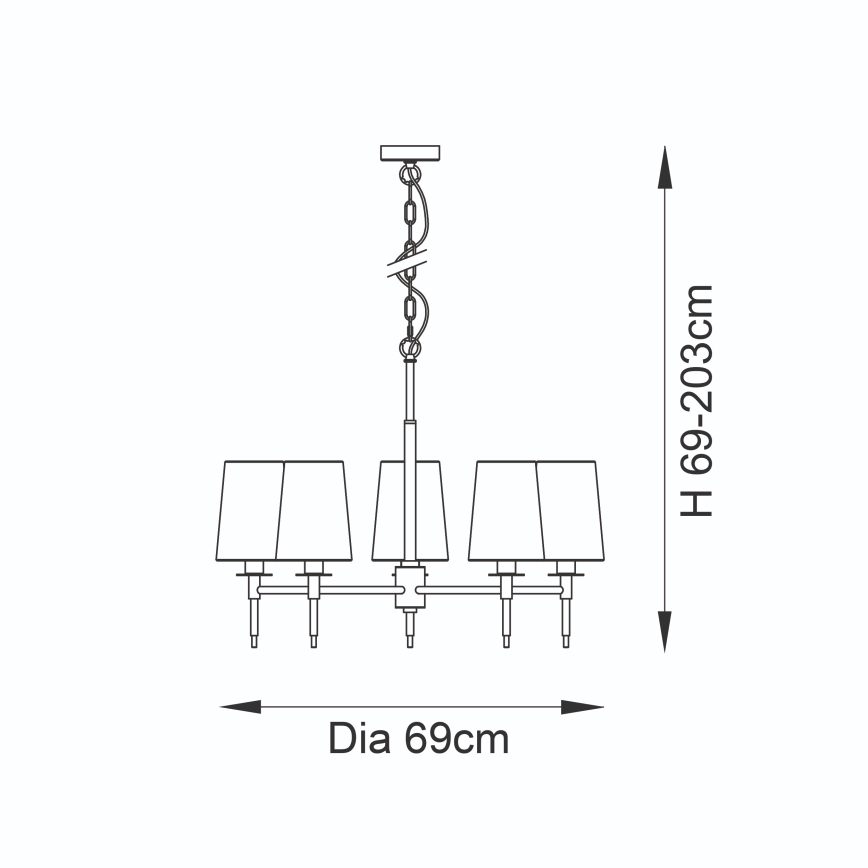 Endon 99458 - Полилей с верига 5xE14/6W/230V златист/бял