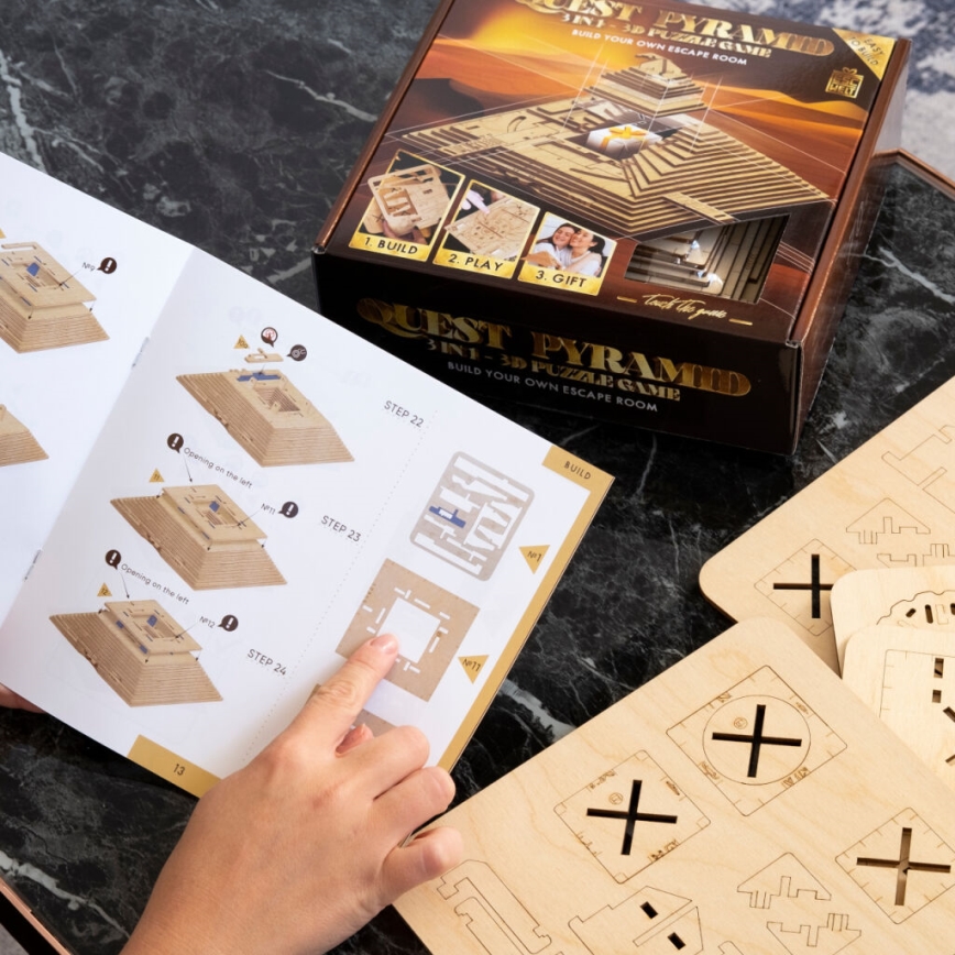 EscapeWelt - 3D дървен механичен пъзел Пирамида
