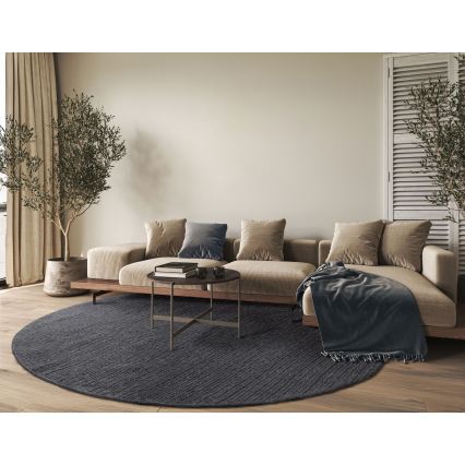 Естествен кръгъл килим FIR WOOL 160 см, 2600 г/м², антрацит