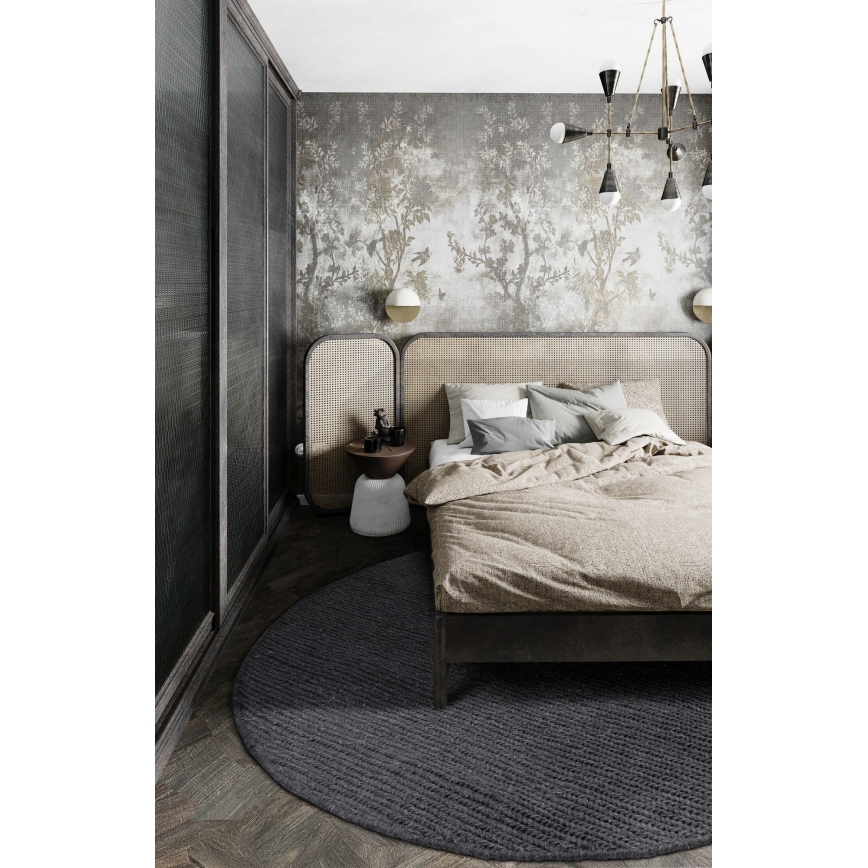 Естествен кръгъл килим FIR WOOL 160 см, 2600 г/м², антрацит