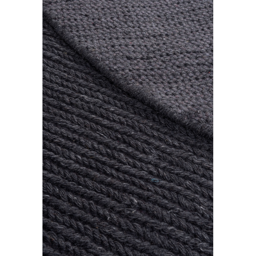 Естествен кръгъл килим FIR WOOL 160 см, 2600 г/м², антрацит