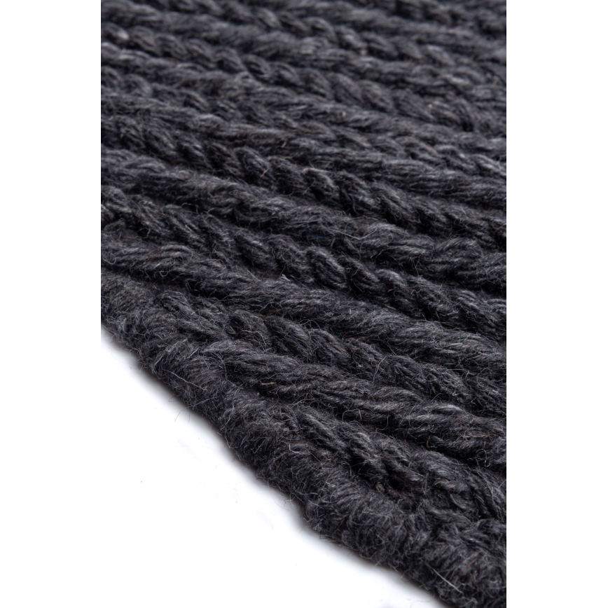 Естествен кръгъл килим FIR WOOL 160 см, 2600 г/м², антрацит