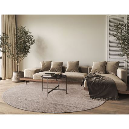 Естествен кръгъл килим FIR WOOL 160 см 2600 г/м² бежов