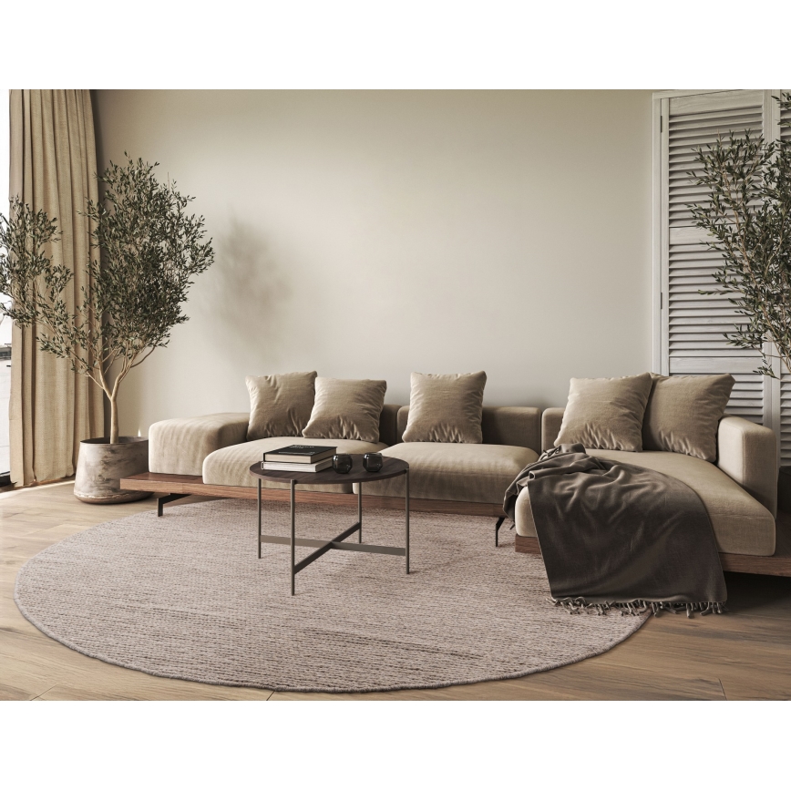 Естествен кръгъл килим FIR WOOL 160 см 2600 г/м² бежов