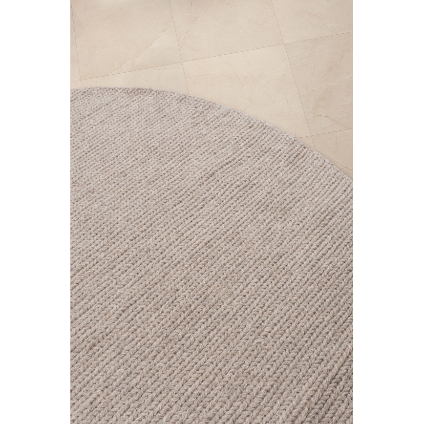 Естествен кръгъл килим FIR WOOL 160 см 2600 г/м² бежов