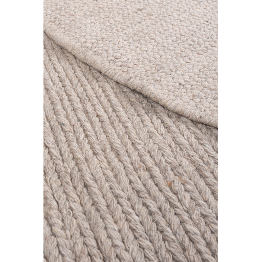 Естествен кръгъл килим FIR WOOL 160 см 2600 г/м² бежов