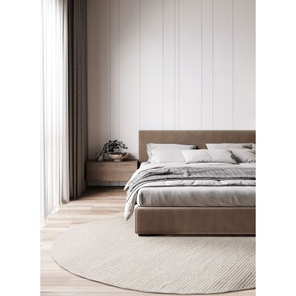 Естествен кръгъл килим FIR WOOL, 160 см, 2600 g/m², кремав