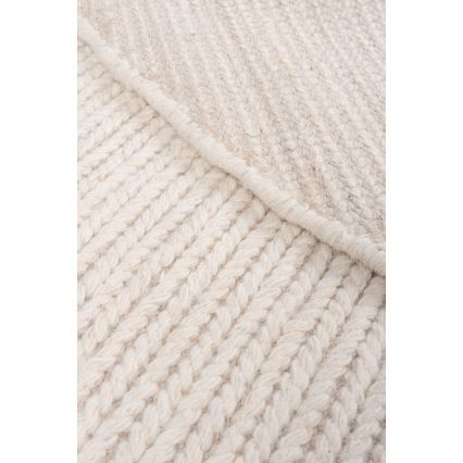 Естествен кръгъл килим FIR WOOL, 160 см, 2600 g/m², кремав