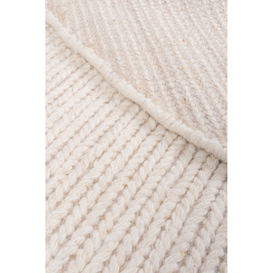 Естествен кръгъл килим FIR WOOL, 160 см, 2600 g/m², кремав