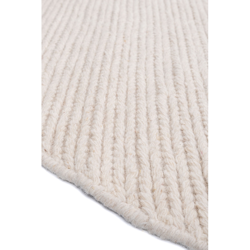 Естествен кръгъл килим FIR WOOL, 160 см, 2600 g/m², кремав