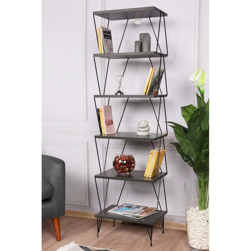 Етажерка BALABAN 165x48 cм антрацит/черна