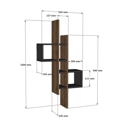 Етажерка EMSE 108x53,8 cм кафява/антрацит