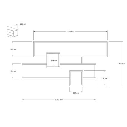 Етажерка KAREN 120x72,2 см антрацит/кафяв