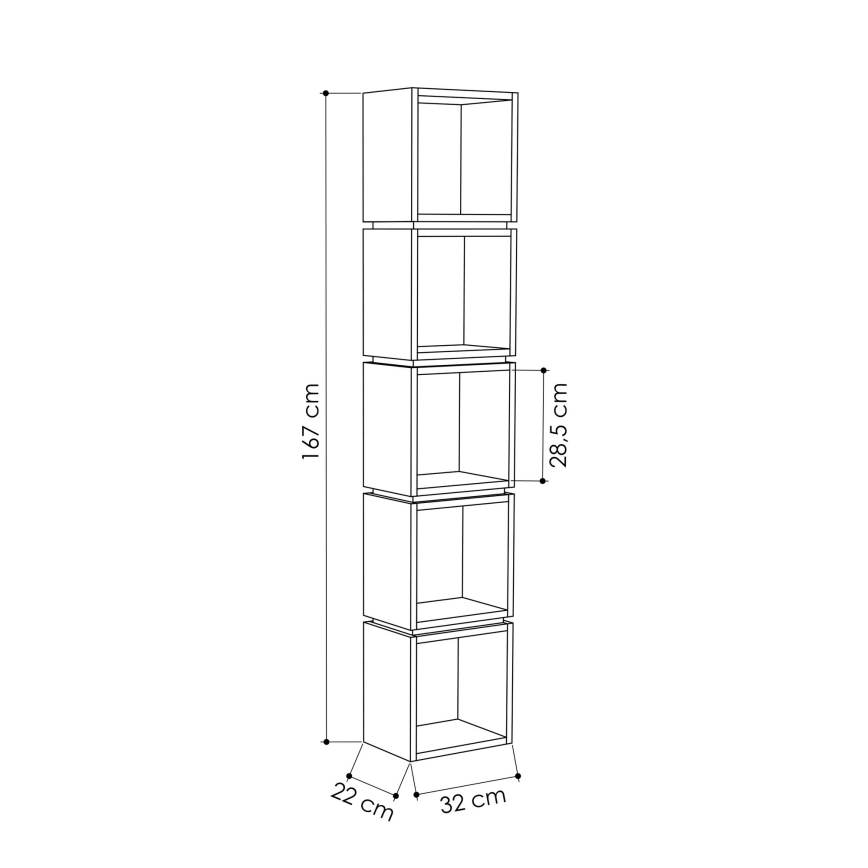 Етажерка MULTI 167x32 cм бяла/жълта