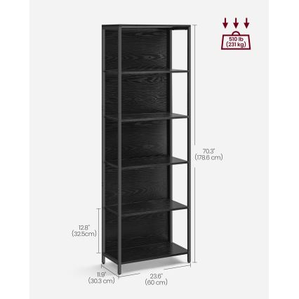 Етажерка с вградено осветление NAVARO 60x179x30 см черна