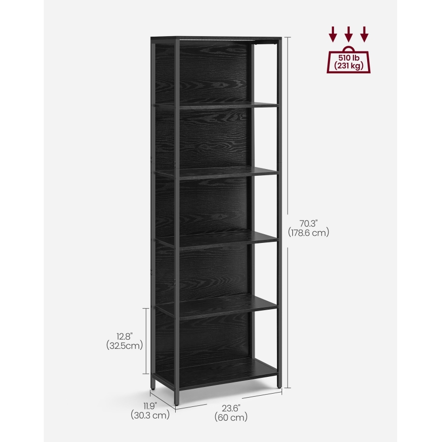 Етажерка с вградено осветление NAVARO 60x179x30 см черна