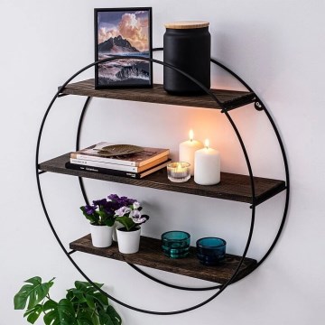 Етажерка TULIPA 60x15 см смърч/черен