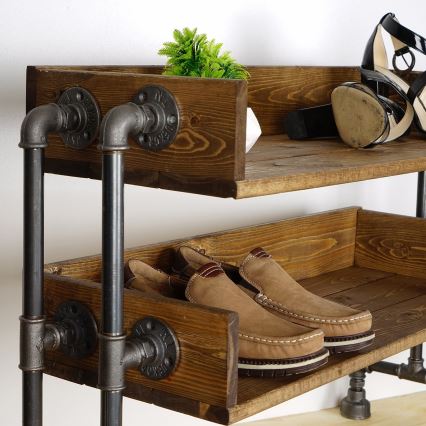 Етажерка за обувки BORU 50x90 см черна/смърч