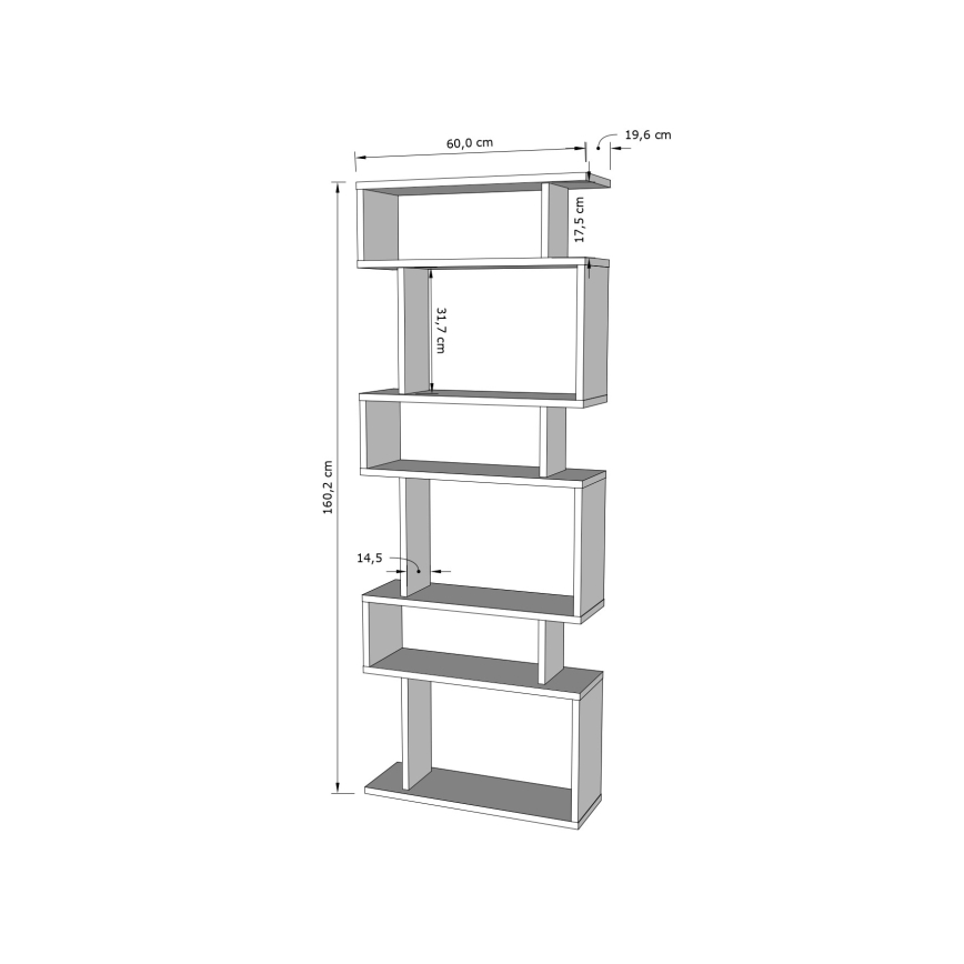 Етажерка за книги BATES 160x60 см бял/дъб