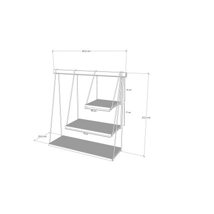 Етажерка ZIHON 63,5x60 cм черна/кафява