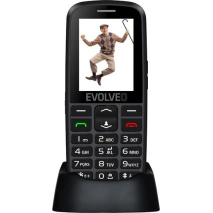 Evolveo - EasyPhone EG 2G мобилен телефон за възрастни, черен