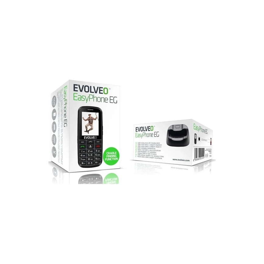 Evolveo - EasyPhone EG 2G мобилен телефон за възрастни, черен