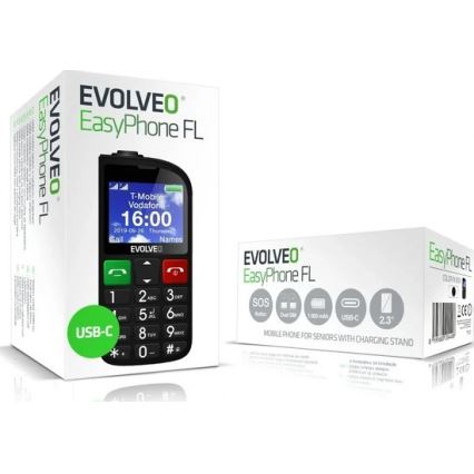 Evolveo - EasyPhone FL, мобилен телефон за възрастни черен