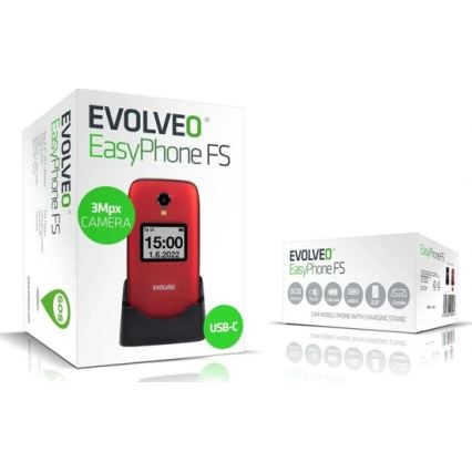 Evolveo - EasyPhone FS, сгъваем мобилен телефон 2.8, червен