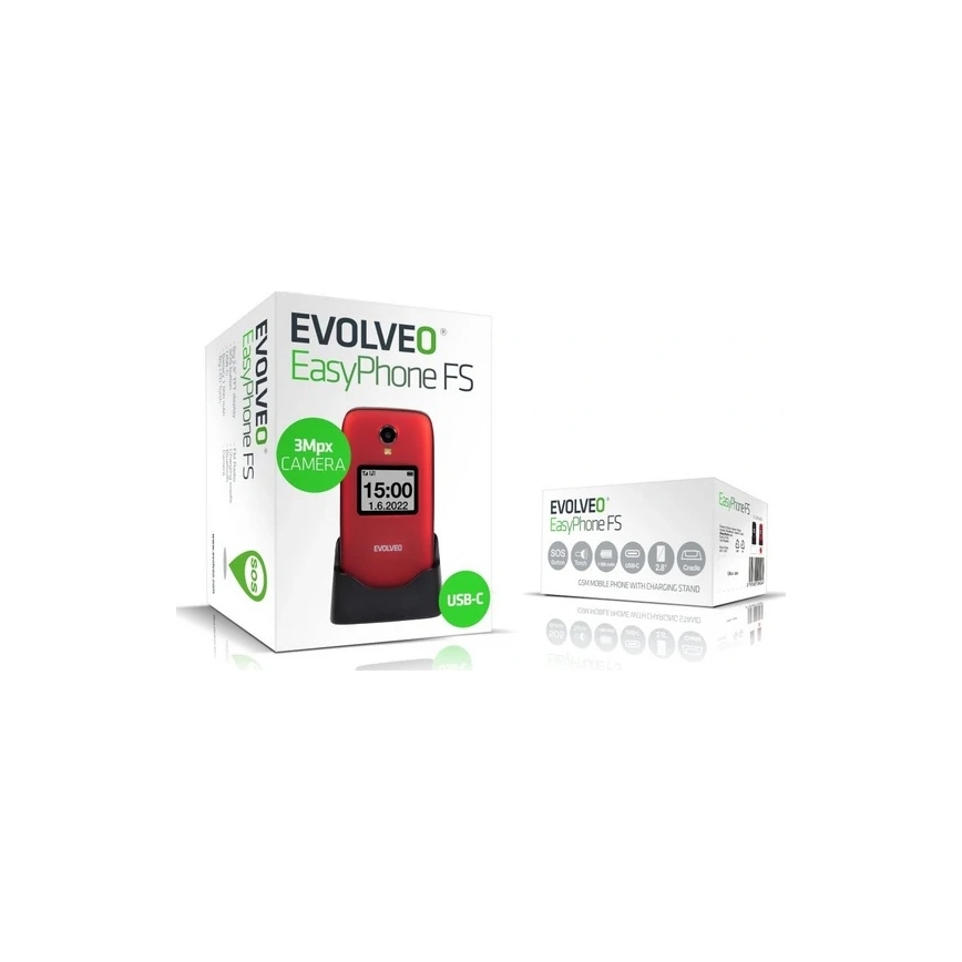 Evolveo - EasyPhone FS, сгъваем мобилен телефон 2.8, червен
