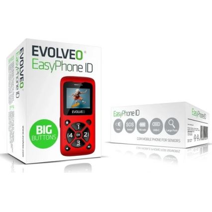 Evolveo - EasyPhone ID червен мобилен телефон за възрастни хора