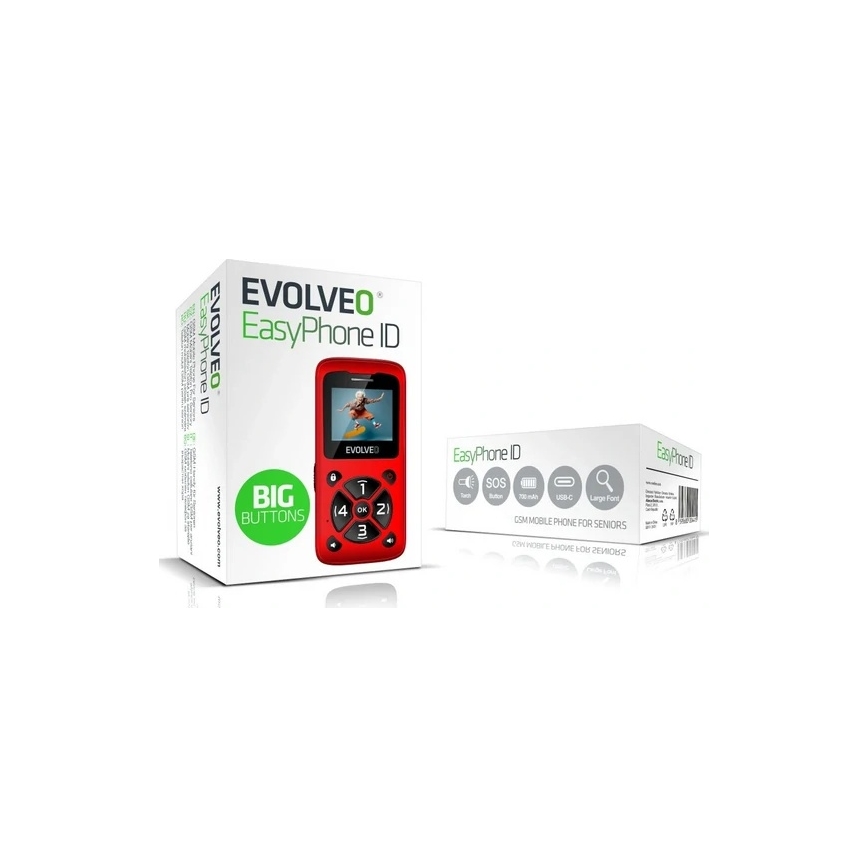 Evolveo - EasyPhone ID червен мобилен телефон за възрастни хора