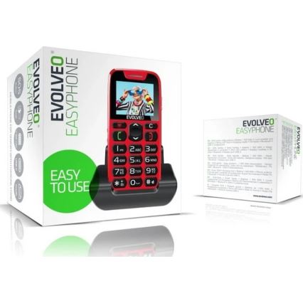 Evolveo - EasyPhone, мобилен телефон за възрастни хора, червен