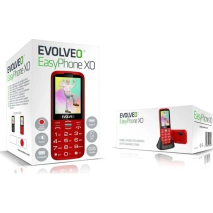 Evolveo - EasyPhone XO мобилен телефон за възрастни, червен