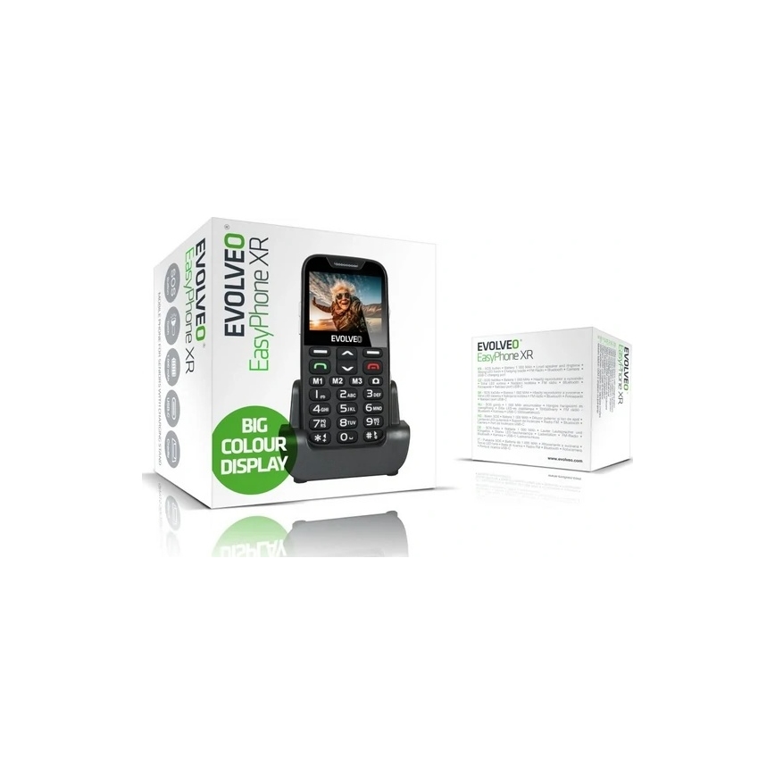 Evolveo - EasyPhone XR 2G мобилен телефон за възрастни, черен