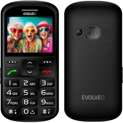 Evolveo - EasyPhone XS, мобилен телефон за възрастни, черен