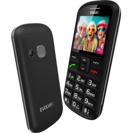 Evolveo - EasyPhone XS, мобилен телефон за възрастни, черен