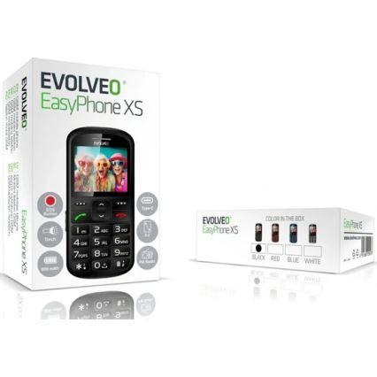 Evolveo - EasyPhone XS, мобилен телефон за възрастни, черен