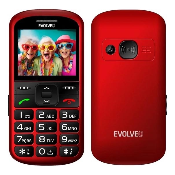 Evolveo - EasyPhone XS мобилен телефон за възрастни, червен