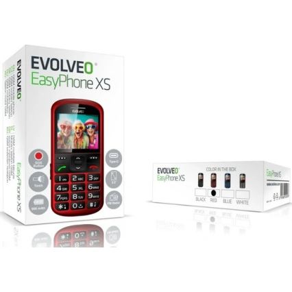 Evolveo - EasyPhone XS мобилен телефон за възрастни, червен