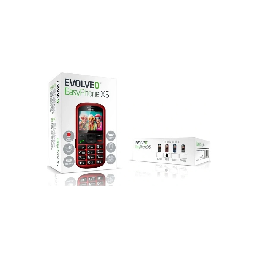 Evolveo - EasyPhone XS мобилен телефон за възрастни, червен