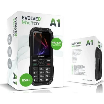 Evolveo - MaxPhone A1, бутонен Dual SIM телефон, черен