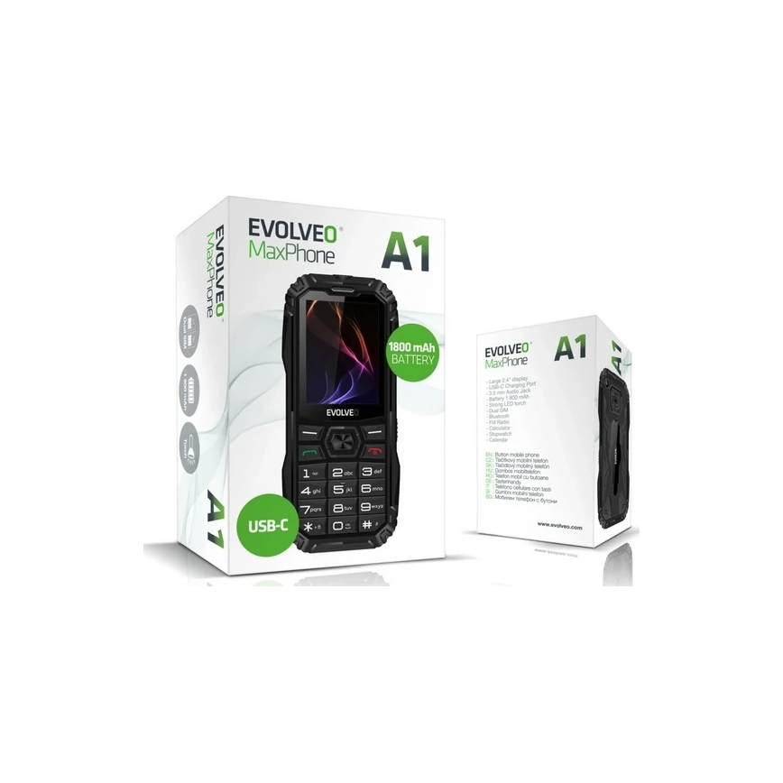 Evolveo - MaxPhone A1, бутонен Dual SIM телефон, черен