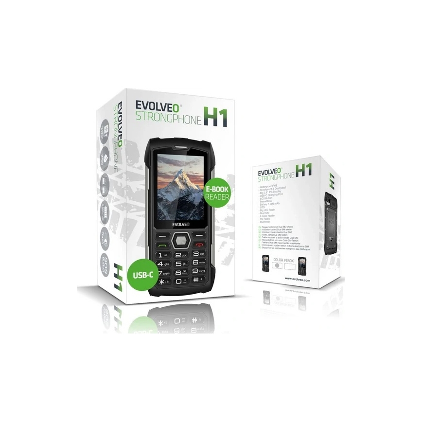 Evolveo - StrongPhone H1 водоустойчив телефон с две SIM карти черен/сив