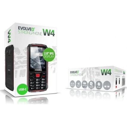 Evolveo - StrongPhone W4 водоустойчив Dual SIM телефон черен/червен
