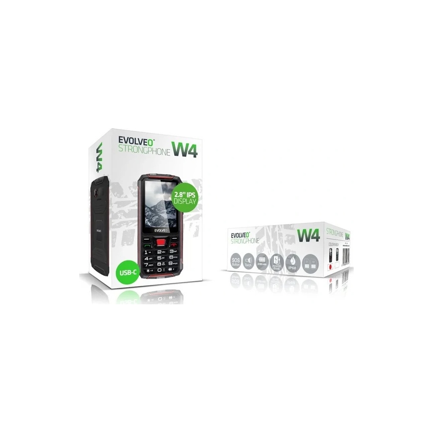 Evolveo - StrongPhone W4 водоустойчив Dual SIM телефон черен/червен